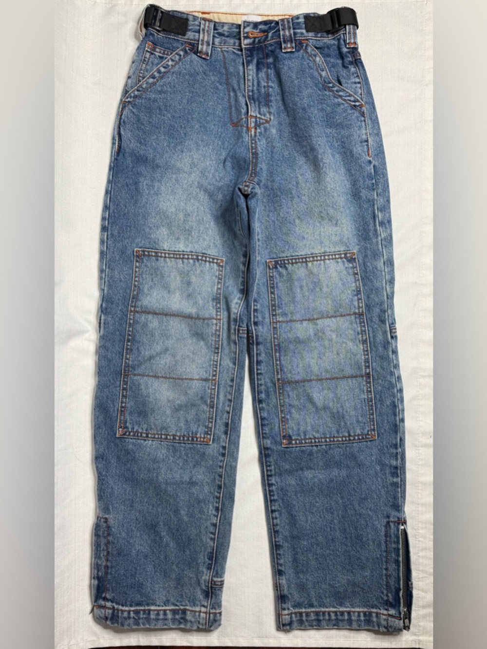 Princess Polly Jeans Women’s Size 2 Blue Denim Utility Patch Pocket Wide Leg